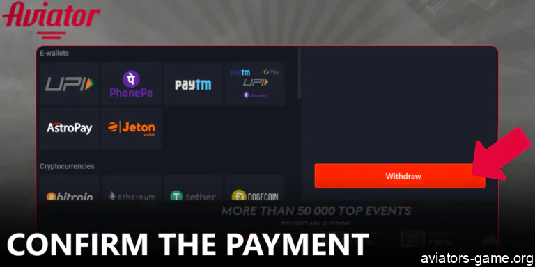 Confirm the Aviator withdrawal process